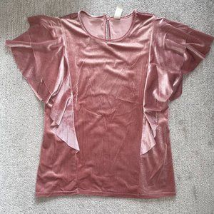 Allison Joy Women's Ruffle Velvet Blouse - Size S